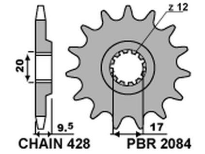 PBR Predná rozeta 2084 18NC KTM EXC 50 (96–03), SX 85 (07–22), KTM SX 85 (04–18) (Počet zubov 12 zubov)