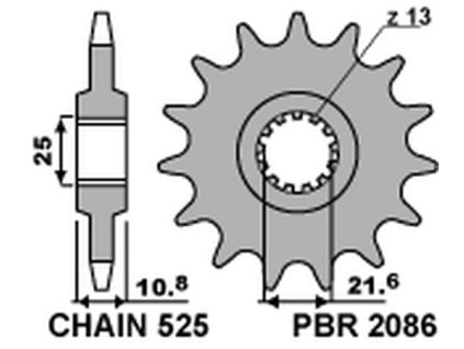 PBR Predná rozeta 2086 18NC NC TDM 850 (Počet zubov 16 zubov)
