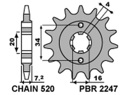 PBR Predná rozeta 2247 18NC NC Ktm 125 DUKE 11-16, KTM 125 DUKE (11–21) – 520 (Počet zubov 14 zubov)