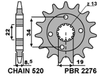 PBR Predná rozeta 2276 18NC KTM 390 DUKE (13–18), RC 390 (14–18), NC Ktm 390 DUKE '14-'18 (Počet zubov 14 zubov)