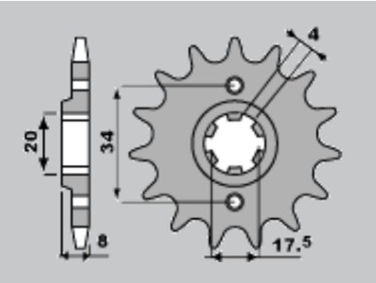 PBR Predná rozeta 328 18NC NC Honda NSR 125 89-93, Honda NSR 125R (93–02), VT 125 C (99–07), XL 125V Varadero (01–13) (Počet zubov 13 zubov)