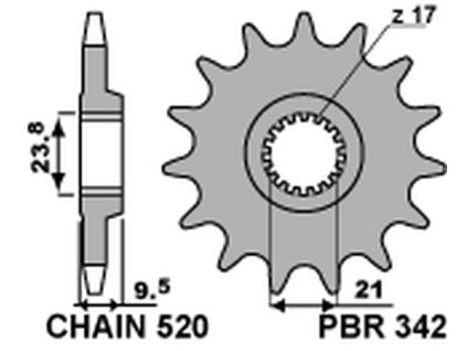 PBR Predná rozeta 342 18NC Honda CR 250 (88–07), CRF 450R/X (02–25), CRF 250R (22–25) (Počet zubov 12 zubov)