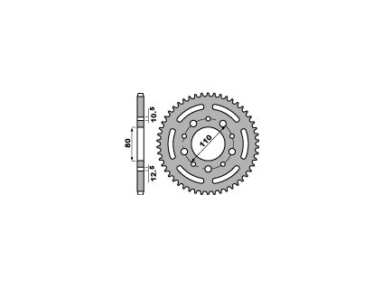 PBR Zadná rozeta 4350 C45 Honda CB 450 S 86-88, Honda CB 500, CB 750, Honda CB-1 89-94, Triumph 800/865, VT 600 Shadow (90–04), Honda VT 600 C, Honda Xrv750 '93-'03, Honda XRV 750 (90–92) (Počet zubov 46 zubov)
