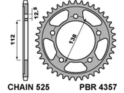 PBR Zadná rozeta 4357 C45 Honda VT 750S (11–13), Honda CBF 500 04-08, VT 750C 97-09, CBF 600/ VT 750/ CBR 900 RR, CBR 650F 14-16, CBF 600 04-08, CB 600 Hornet 07-13, CBR600F 11-14, Honda CBR 600F (97–12) (Počet zubov 38 zubov)