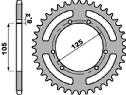 PBR Zadná rozeta 4402 F Malaguti 50 Xsm 03-06, Aprilia RX 50 (09–16), Derbi Senda 50 (00–06), DT 50, Rieju 50 Mrx/Smx, Peugeot 50 Xp, Gas Gas 50, Derbi 50/Aprilia Rx 50/ Gilera 50 (Počet zubov 46 zubov)