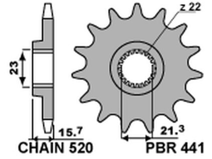 PBR Predná rozeta 441 18NC Yamaha XT 600 (89–98), XTZ 660 (91–98) (Počet zubov 15 zubov)