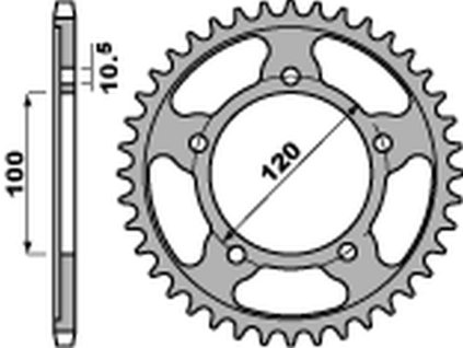 PBR Zadná rozeta 4447 C45 Aprilia Rsv 1000 04-11, Tuono 1000 06-10, Aprilia RSV4 RF (15–17), RSV4 RR (16–17), Tuono 1000/1100 (06–15), Aprilia SMV 750 Dorsoduro (08–12) (Počet zubov 42 zubov)
