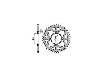 PBR Zadná rozeta 4451 L hliníková ergal Beta Motor 200/250/270/290 Trial (03–09), Beta 300 Evo Trial (22–), Gas Gas 280/300 (02–14) (Počet zubov 41 zubov)