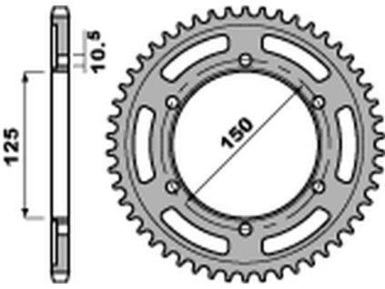 PBR Zadná rozeta 4454 C45 Ktm 950/990/1190 Adventure/ R LC8 03-13, KTM 950/990/1050/1090/1190/1290 Adventure/ Super Adventure, Ktm 950/ 990 Adventure LC 8 03-12 (Počet zubov 43 zubov)