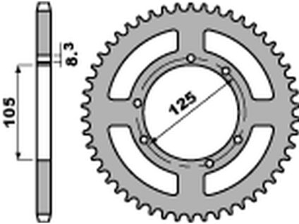 PBR Zadná rozeta 4513 C45 Yamaha YZF 125R (08–20), MT-125 (15–20), Yamaha YZF-R125 (08–20) (Počet zubov 49 zubov)