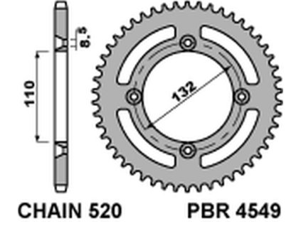 PBR Zadná rozeta 4549 C45 Ktm 250 Freeride 350 '12-'17, Freeride 350 '12-'17 (Počet zubov 46 zubov)