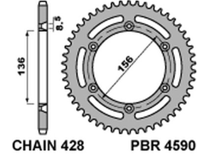 PBR Zadná rozeta 4590 C45 Husqvarna TE 125 '10-'13, '13 (Počet zubov 54 zubov)