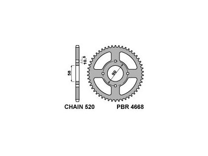 PBR Zadná rozeta 4668 C45 Honda XL 125V Varadero 01-13, KTM 125 DUKE (11–13) (Počet zubov 44 zubov)