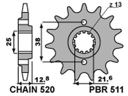 PBR Predná rozeta 511 18NC Kawasaki KLR 650 (90–17) (Počet zubov 15 zubov)