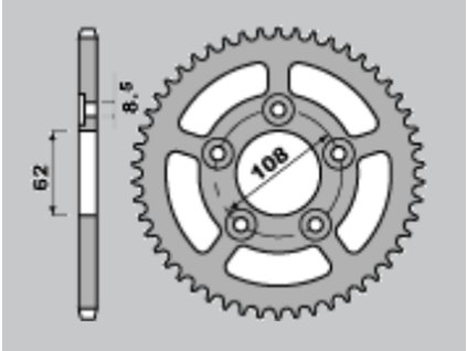 PBR Zadná rozeta 714M L Aprilia RS 125 Sport Pro (93–05), Cagiva Mito Sport Pro (92–03) (Počet zubov 48 zubov)