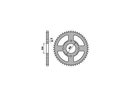 PBR Zadná rozeta 834 F Yamaha PW 80 91-04, Yamaha TTR 90 (00–05), TTR 110 (11–21), Yamaha RD 80 LC1 (82), M Yamaha DT 50 R (97–99) (Počet zubov 48 zubov)