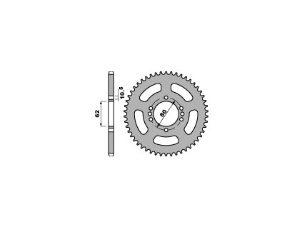 PBR Zadná rozeta 843 F Yamaha TZR (93–94), DT 80 LC 1/LC2, DT 80/125 LC, SR 125, DT 80 LC (85–96), DT 125 LC 85-88 (Počet zubov 52 zubov)