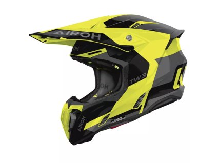 AIROH Prilba CROSS / Enduro / ATV / QUAD Twist 3 Fancy Yellow Gloss čierna/sivá/žltá fluo (Veľkosť M)