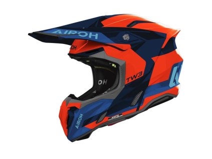 AIROH Prilba CROSS/ENDURO/ATV/QUAD TWIST 3 FANCY BLUE ORANGE – čierna/oranžová/modrá (Veľkosť S)