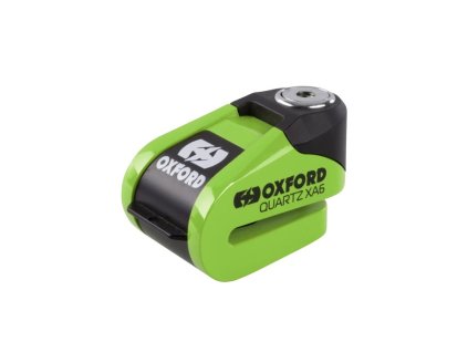 OXFORD Zámok brzdového kotúča s alarmom QUARTZ XA6 – farba: zelená fluo (PIN 6 mm)