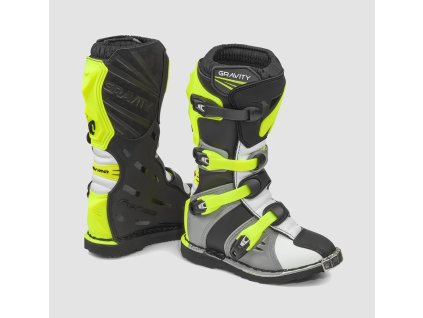 FORMA Detské čižmy Off Road/Cross Gravity sivé/biele/žlté fluo veľkosť 34