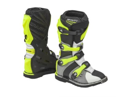 FORMA Detské čižmy Off Road/Cross Junior Gravity – sivé/biele/žlté fluo