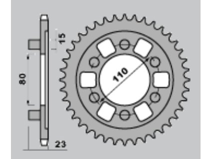 CHT Zadná rozeta 3553 38 zubov Aprilia Af1 125 90-93