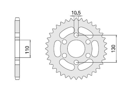 CHT Zadná rozeta 504 44 zubov Kawasaki El 250 88-96