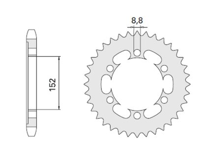 CHT Zadná rozeta 841 42 zubov Yamaha Sr 500 78-80, Xt 500 76-80