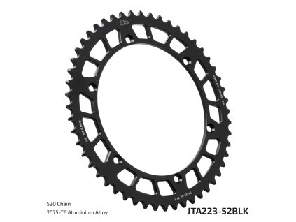 JT Sprockets JTA223.52BLK – 52 zubov, BLK; celý originál výrobcu s technickou legendou
