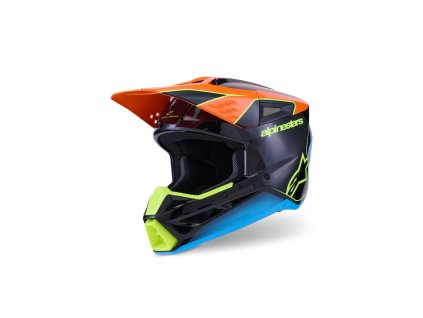 ALPINESTARS Motokrosová prilba S-M3 Fray – čierna/oranžová/žltá fluo