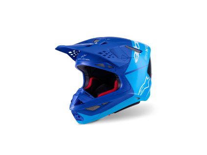 ALPINESTARS Motokrosová prilba S-M10 Flood – metalická modrá/modrá/karbón