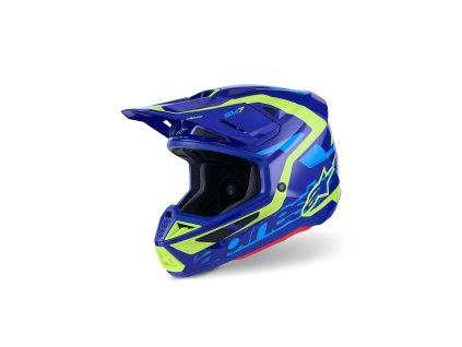 ALPINESTARS Motokrosová prilba S-M7 Deed – modrá/žltá fluo