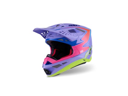 ALPINESTARS Motokrosová prilba S-M10 JL R01 – fialová/ružová fluo/žltá fluo