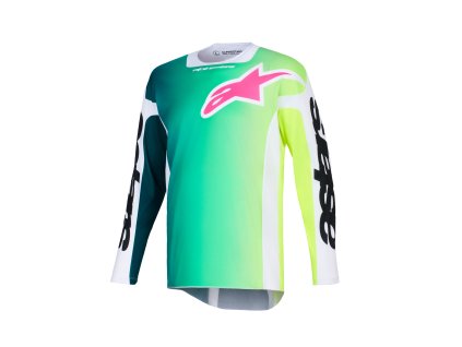 ALPINESTARS Motokrosový dres Racer Portl – zelená/biela/čierna