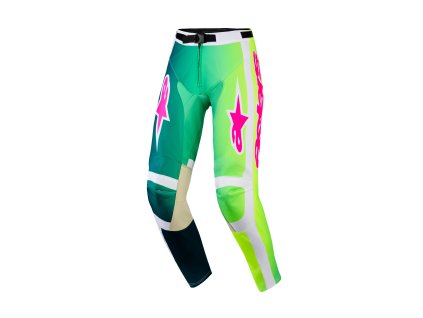ALPINESTARS Motokrosové nohavice Racer Portl – zelená/biela/čierna