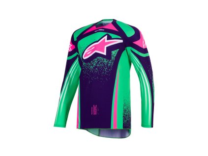 ALPINESTARS Motokrosový dres Techstar Nomur – fialová/zelená/ružová fluo
