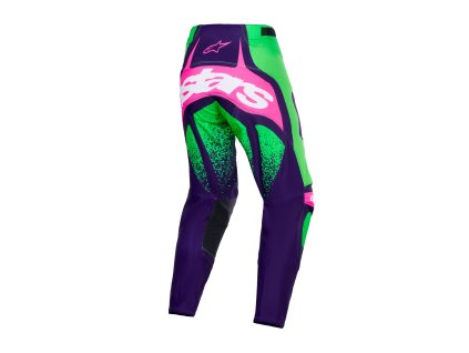 ALPINESTARS Motokrosové nohavice Techstar Nomur – fialová/zelená/ružová fluo
