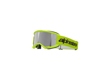 ALPINESTARS Motokrosové okuliare Vision 3 Wordmark – žltá fluo, zrkadlové strieborné sklo