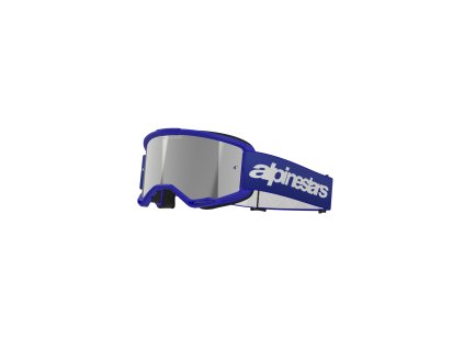 ALPINESTARS Motokrosové okuliare Vision 3 Wordmark – modrá, zrkadlové strieborné sklo