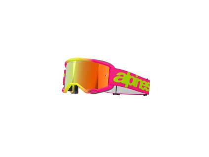 ALPINESTARS Motokrosové okuliare Vision 5 Wordmark – ružová fluo/žltá, zrkadlové červené sklo