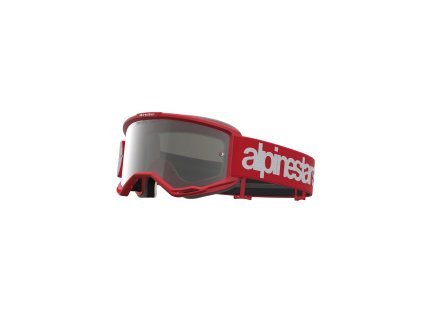 ALPINESTARS Motokrosové okuliare Vision 5 Hone – červená/biela, zrkadlové strieborné sklo