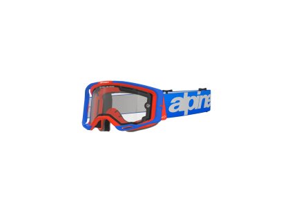 ALPINESTARS Motokrosové okuliare Vision 8 Wordmark Dual Pane – modrá/oranžová, číre sklo