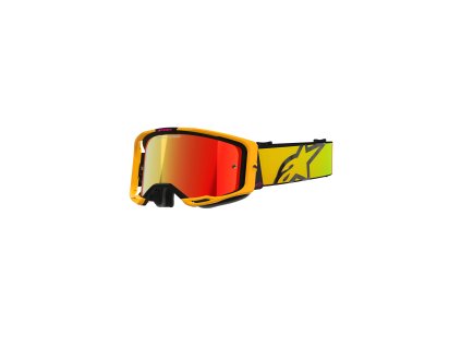 ALPINESTARS Motokrosové okuliare Vision 8 Corp – žltá/ružová, zrkadlové červené sklo