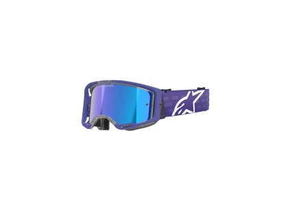 ALPINESTARS Motokrosové okuliare Vision 8 Corp – fialová, zrkadlové modré sklo