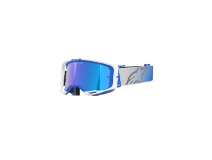 ALPINESTARS Motokrosové okuliare Vision 8 Corp – modrá/biela, zrkadlové modré sklo