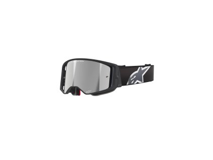 ALPINESTARS Motokrosové okuliare Supertech Corp – čierna/sivá, zrkadlové strieborné sklo
