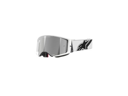 ALPINESTARS Motokrosové okuliare Supertech Corp – biela, zrkadlové strieborné sklo