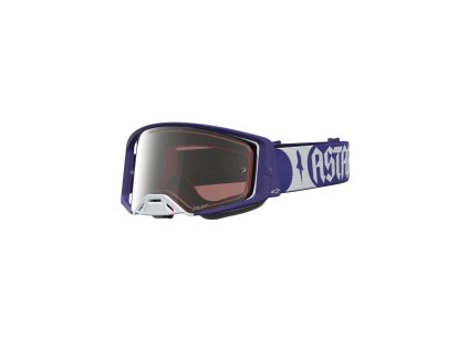 ALPINESTARS Motokrosové okuliare Supertech Atrox – tmavomodrá/biela, zrkadlové strieborné sklo
