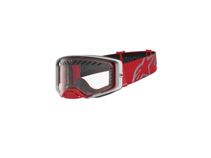 ALPINESTARS Motokrosové okuliare Supertech Dura Air Fluid – červená/strieborná, číre sklo